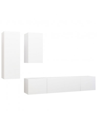 Set di Mobili Porta TV 4 pz Bianco in Legno Multistrato