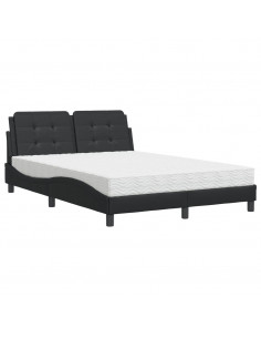 Letto con Materasso Nero 140x200 cm in Similpelle 2