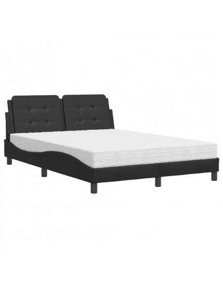 Letto con Materasso Nero 140x200 cm in Similpelle