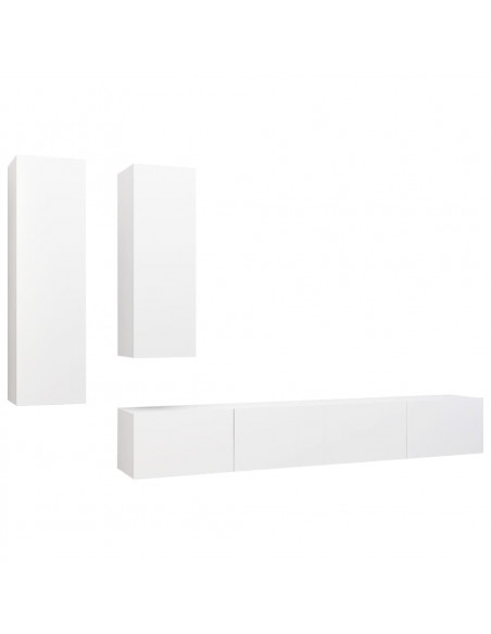Set di Mobili Porta TV 4 pz Bianco in Legno Multistrato