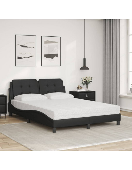 Letto con Materasso Nero 140x200 cm in Similpelle
