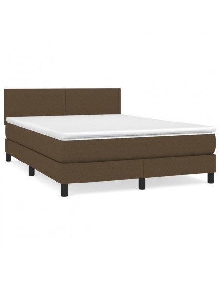 Giroletto a Molle con Materasso Marrone Scuro 140x190cm Tessuto