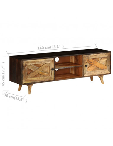 Mobile Porta TV in Legno Massello di Mango 140x30x45 cm