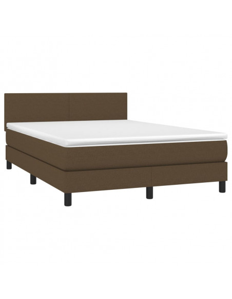 Giroletto a Molle con Materasso Marrone Scuro 140x190cm Tessuto