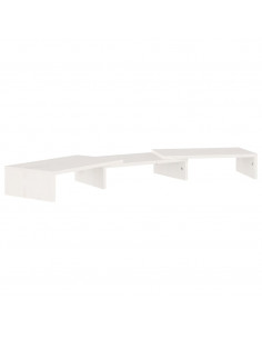Supporto per Monitor Bianco 80x24x10,5cm Legno Massello di Pino 2
