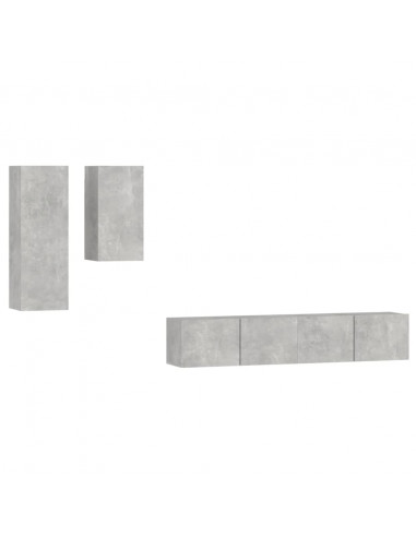 Set di Mobili Porta TV 4 pz Grigio Cemento in Legno Multistrato
