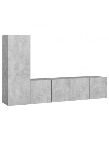 Set di Mobili Porta TV 3 pz Grigio Cemento in Legno Multistrato