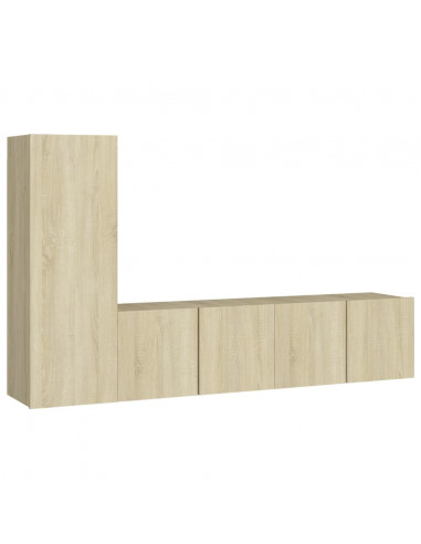 Set di Mobili Porta TV 3 pz Rovere Sonoma in Legno Multistrato