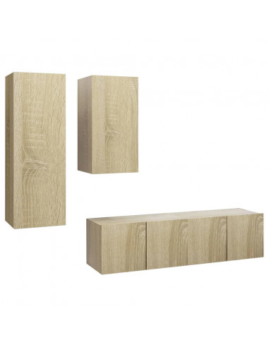 Set di Mobili Porta TV 4 pz Rovere Sonoma in Legno Multistrato