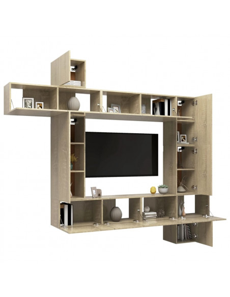 Set di Mobili TV 9 pz Rovere Sonoma in Legno Multistrato