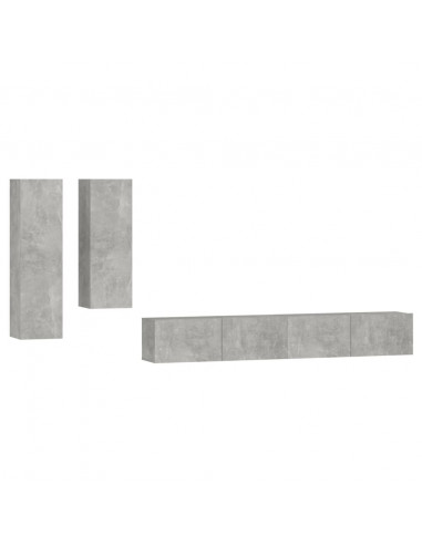 Set di Mobili Porta TV 4 pz Grigio Cemento in Legno Multistrato