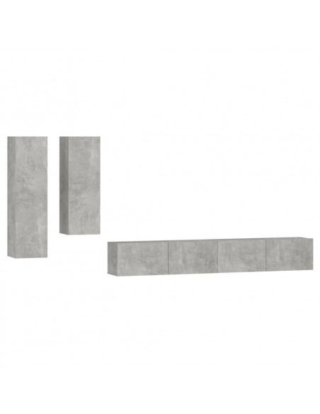 Set di Mobili Porta TV 4 pz Grigio Cemento in Legno Multistrato