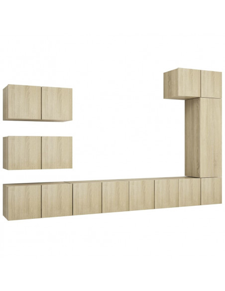 Set di Mobili Porta TV 8 pz Rovere Sonoma in Legno Multistrato