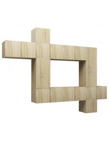 Set di Mobili TV 10 pz Rovere Sonoma in Legno Multistrato