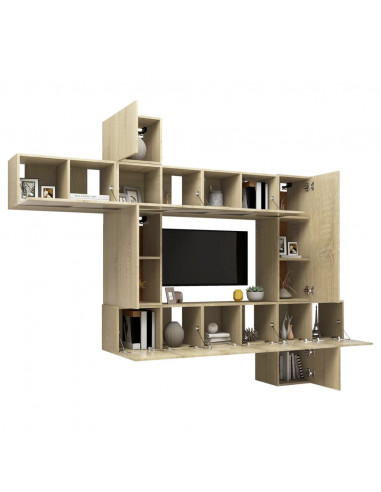 Set di Mobili TV 10 pz Rovere Sonoma in Legno Multistrato