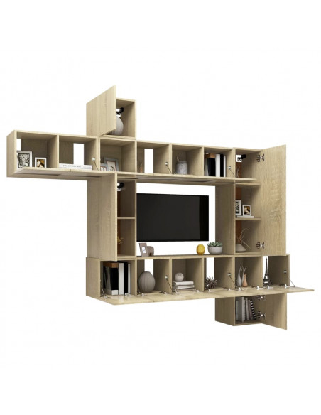 Set di Mobili TV 10 pz Rovere Sonoma in Legno Multistrato