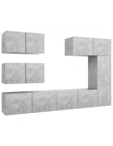 Set di Mobili Porta TV 6 pz Grigio Cemento in Legno Multistrato