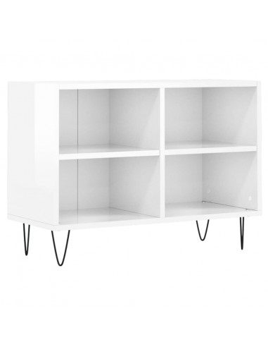 Mobile Porta TV Bianco Lucido 69,5x30x50cm in Legno Multistrato