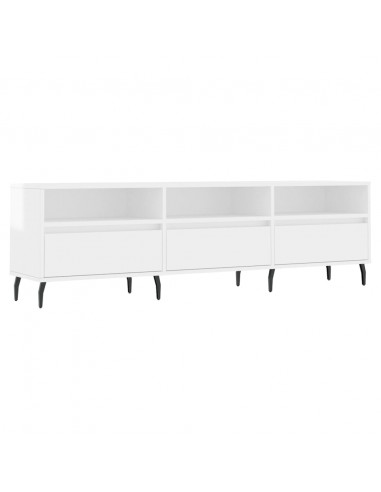Mobile Porta TV Bianco Lucido 150x30x44,5 cm Legno Multistrato