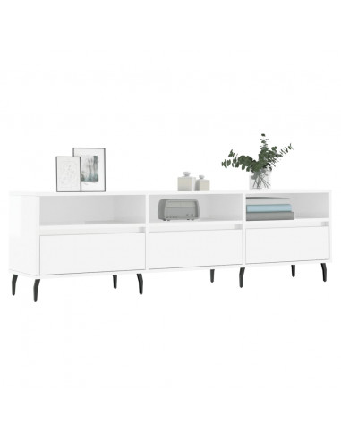 Mobile Porta TV Bianco Lucido 150x30x44,5 cm Legno Multistrato