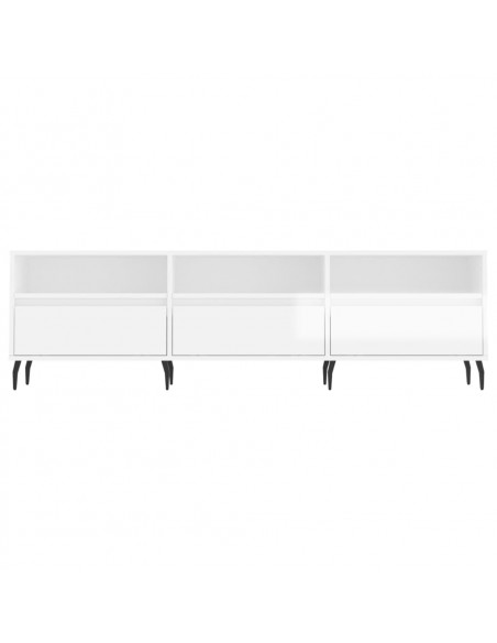 Mobile Porta TV Bianco Lucido 150x30x44,5 cm Legno Multistrato