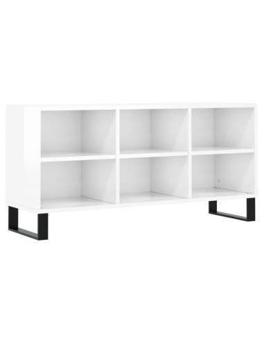 Mobile Porta TV Bianco Lucido 103,5x30x50 cm Legno Multistrato