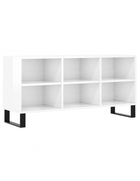 Mobile Porta TV Bianco Lucido 103,5x30x50 cm Legno Multistrato