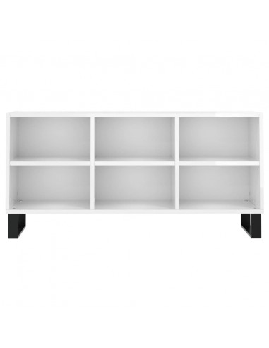 Mobile Porta TV Bianco Lucido 103,5x30x50 cm Legno Multistrato