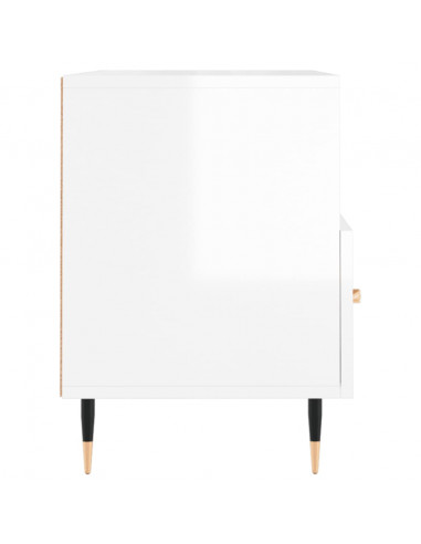 Mobile Porta TV Bianco Lucido 80x36x50 cm in Legno Multistrato