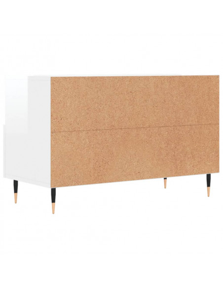 Mobile Porta TV Bianco Lucido 80x36x50 cm in Legno Multistrato