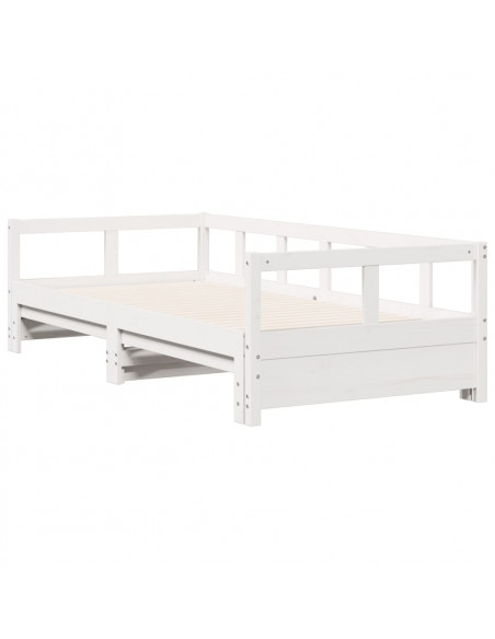 Dormeuse senza Materasso Bianca 80x200 cm Legno Massello Pino