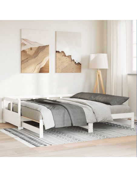 Dormeuse senza Materasso Bianca 80x200 cm Legno Massello Pino