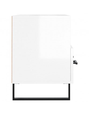 Mobile Porta TV Bianco Lucido 80x36x50 cm in Legno Multistrato