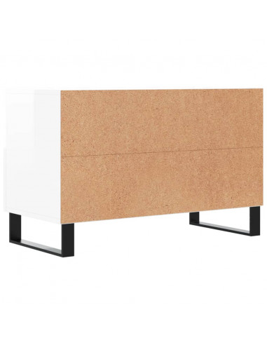 Mobile Porta TV Bianco Lucido 80x36x50 cm in Legno Multistrato