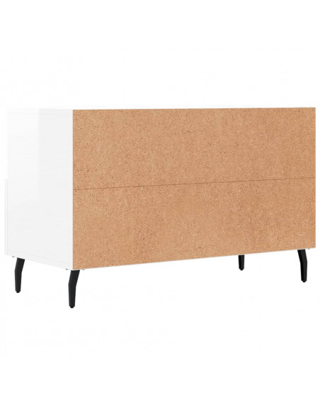Mobile Porta TV Bianco Lucido 80x36x50 cm in Legno Multistrato