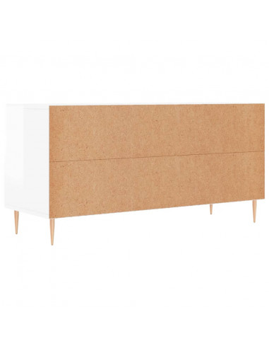 Mobile Porta TV Bianco Lucido 102x36x50 cm in Legno Multistrato