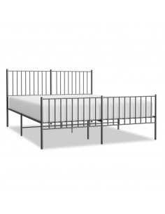 Giroletto con Testiera e Pediera Metallo Nero 150x200 cm 2