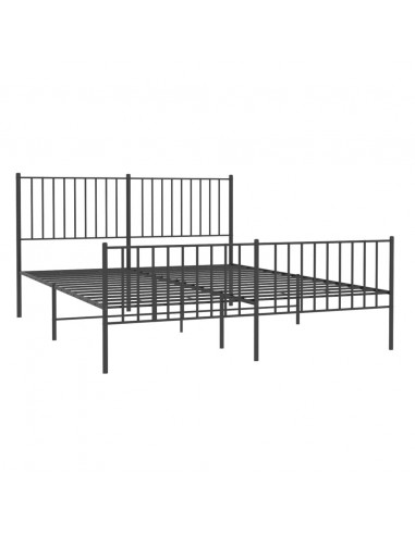 Giroletto con Testiera e Pediera Metallo Nero 150x200 cm