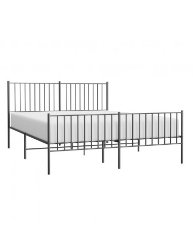 Giroletto con Testiera e Pediera Metallo Nero 150x200 cm