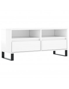 Mobile Porta TV Bianco Lucido 100x34,5x44,5cm Legno Multistrato 2