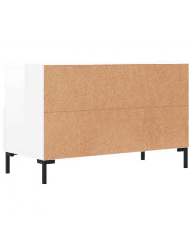 Mobile Porta TV Bianco Lucido 80x36x50 cm in Legno Multistrato