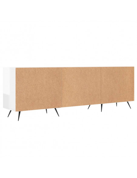 Mobile Porta TV Bianco Lucido 150x30x50 cm in Legno Multistrato