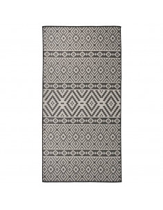 Tappeto da Esterni a Tessitura Piatta 100x200 cm Strisce Nere 2