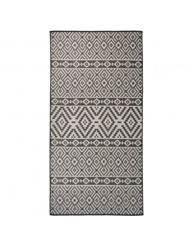 Tappeto da Esterni a Tessitura Piatta 100x200 cm Strisce Nere