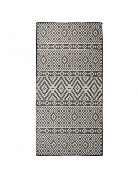 Tappeto da Esterni a Tessitura Piatta 100x200 cm Strisce Nere