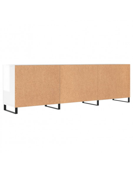 Mobile Porta TV Bianco Lucido 150x30x50 cm in Legno Multistrato
