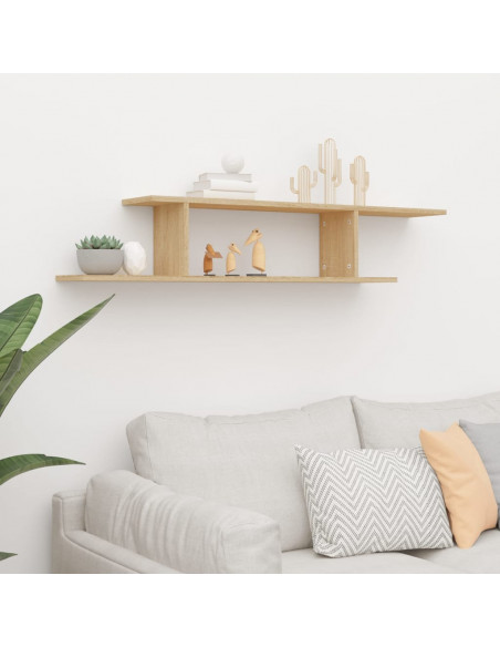 Scaffale TV Parete Rovere Sonoma 125x18x23 cm Legno Multistrato