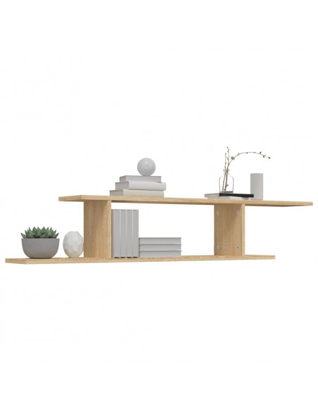 Scaffale TV Parete Rovere Sonoma 125x18x23 cm Legno Multistrato