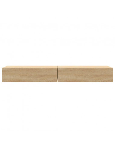 Mobili Porta TV con Luci LED 2pz Rovere Sonoma 60x35x15,5 cm