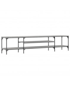 Mobile TV Grigio Sonoma 201x35x45 cm Legno Multistrato e Ferro 2